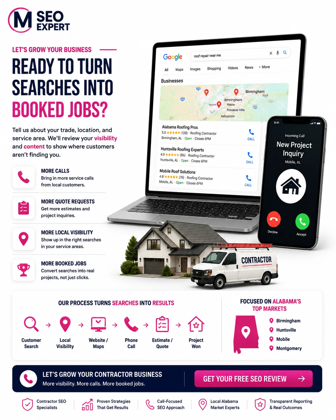 Booked Jobs on Alabama Contractor SEO