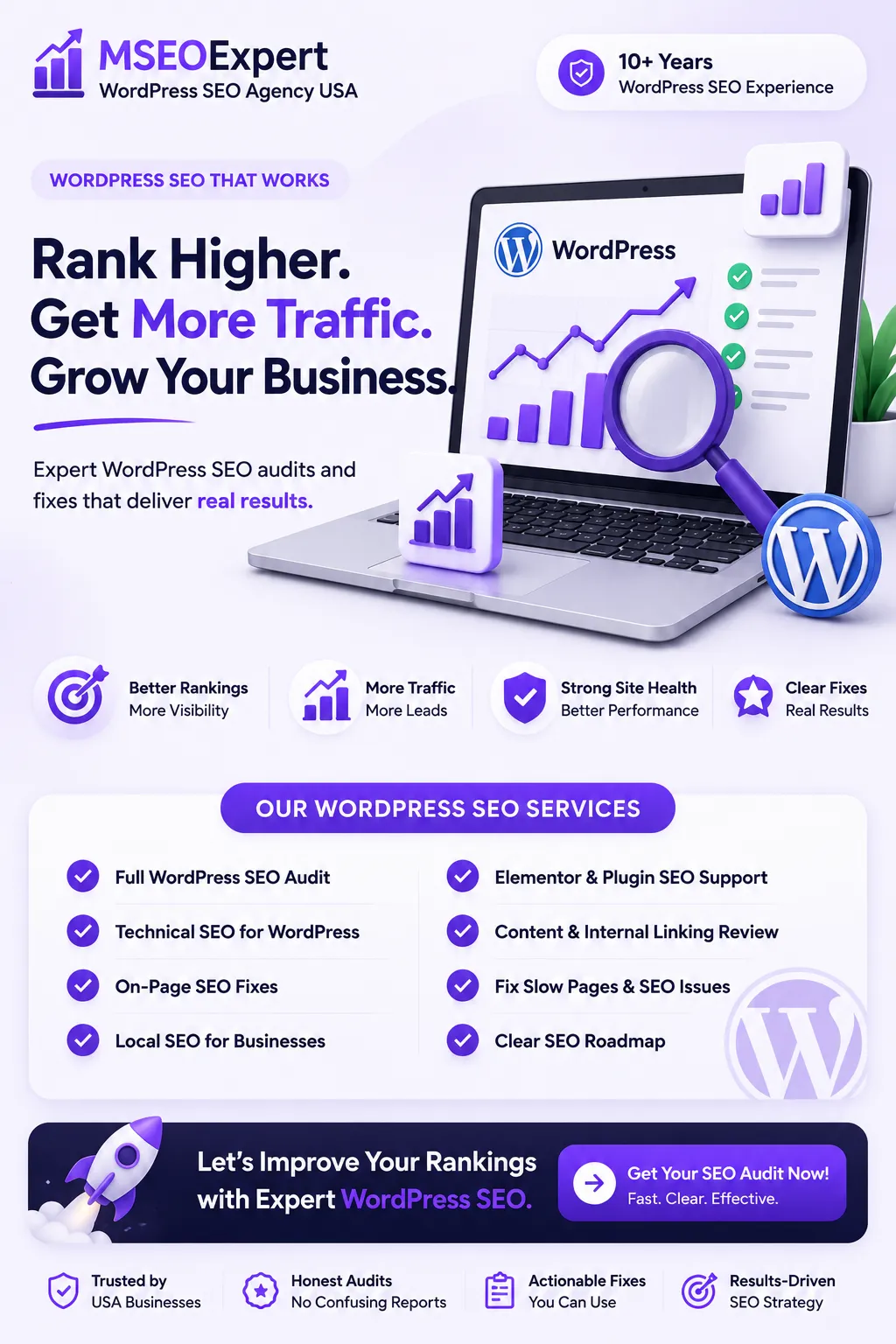 WordPress SEO audits, WordPress SEO experts, WordPress On-page SEO, WordPress technical SEO, WordPress local SEO,