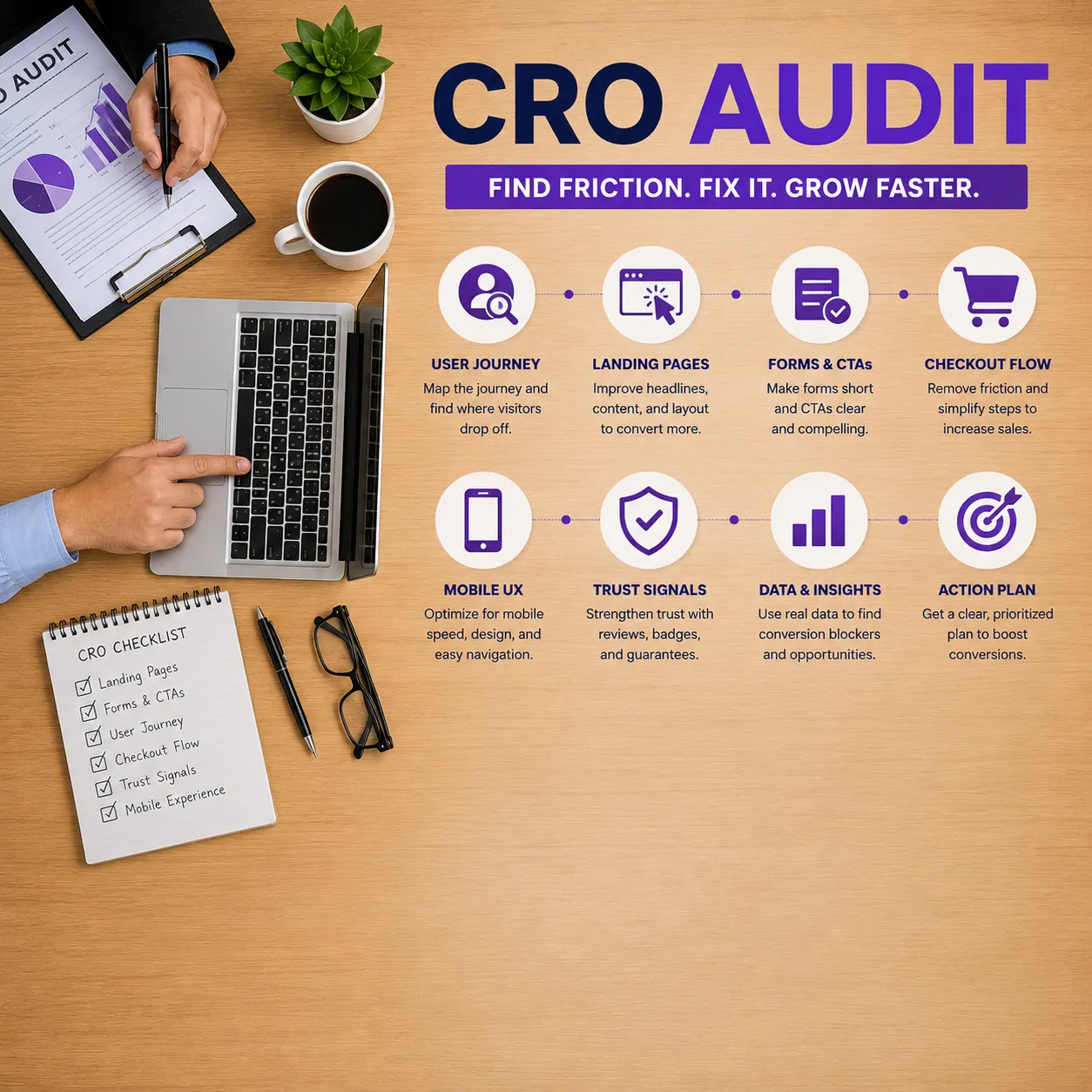 Conversion lead issue solve, CRO Audit report, CRO Audit Service Work Process,